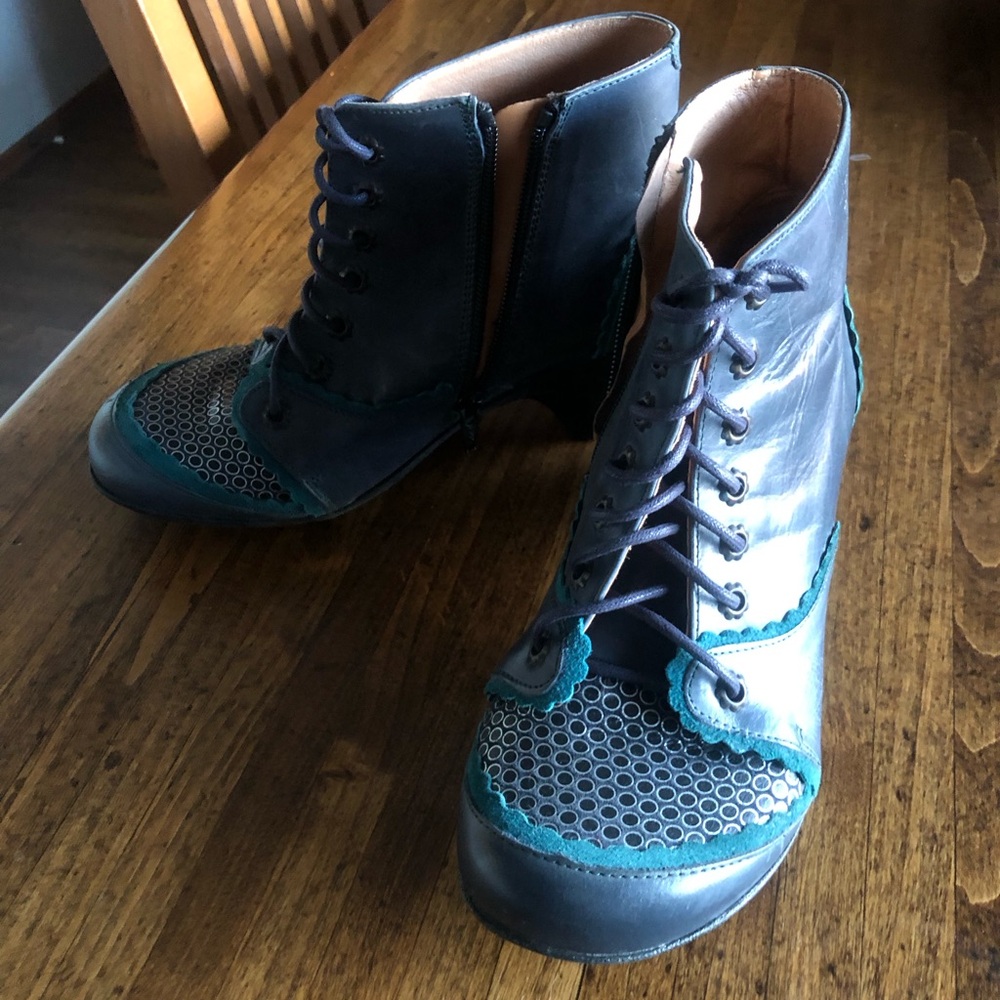 Stylish Black and Teal Ankle Boots